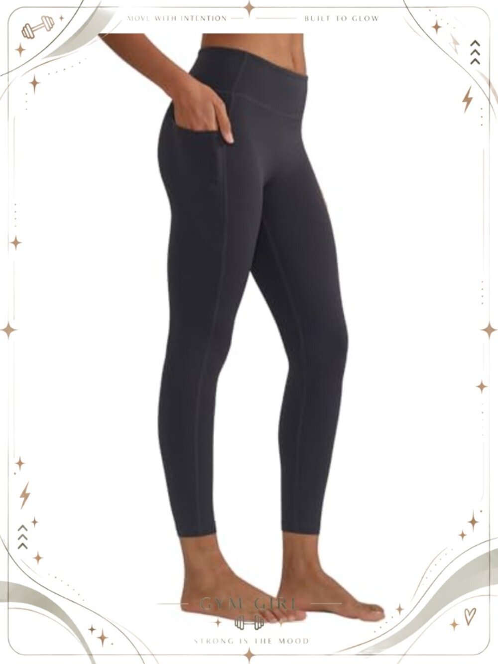 High Waist Compression Leggings with Pockets 25" Inseam